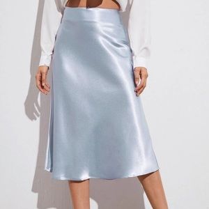 Blue Satin Skirt